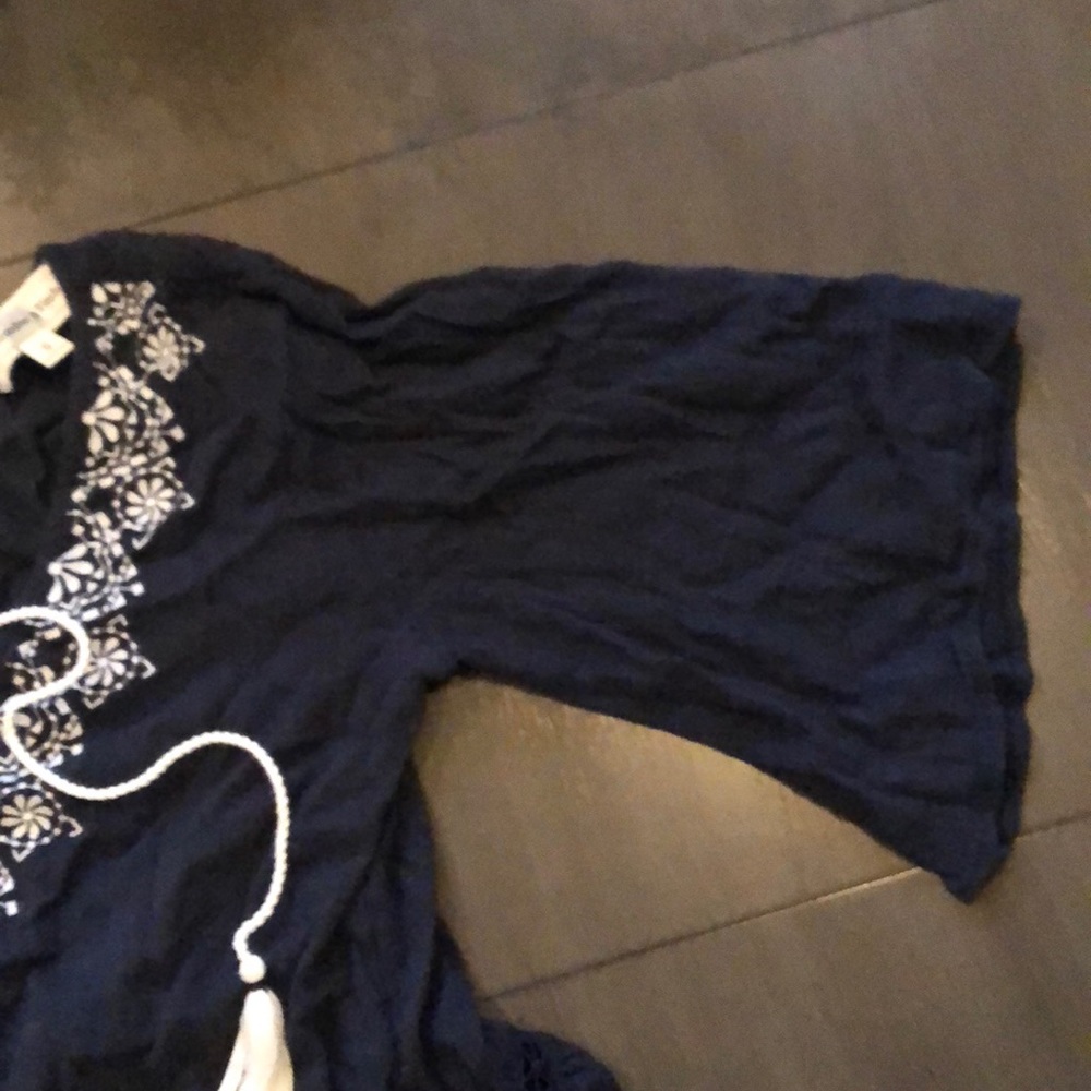 Abercrombie Boho Peasant Navy and White Top - Picture 3 of 7